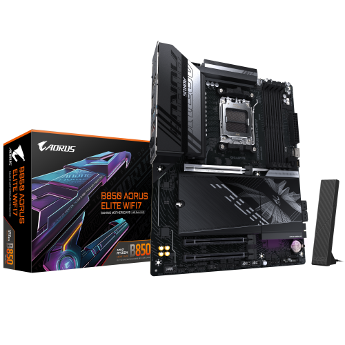 GIGABYTE B850 AORUS ELITE WIFI7 Placa Base - Procesadores AMD Ryzen Serie 9000, VRM digital de 14+2+2 fases, hasta 8200MHz DDR5 (OC), 1xPCIe 5.0 + 2xPCIe 4.0 M.2, LAN 2.5, WIFI 7, USB 3.2 Gen 2x2 - imagen 1
