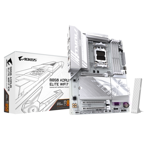 GIGABYTE B850 AORUS ELITE WIFI7 ICE Placa Base - Procesadores AMD Ryzen Serie 9000, VRM digital de 12+2+1 fases, hasta 8200MHz DDR5 (OC), 1xPCIe 5.0 + 2xPCIe 4.0 M.2, LAN 2.5, WIFI 7, USB 3.2 Gen 2x2 - imagen 1