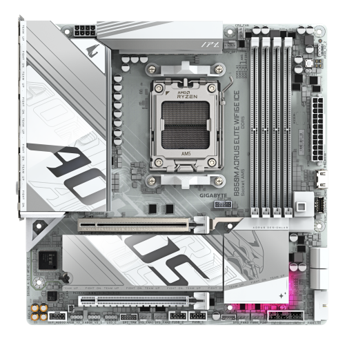 GIGABYTE B850M AORUS ELITE WIFI6E ICE Placa Base - Procesadores AMD Ryzen Serie 9000, 12+2+1 fases VRM digitales, hasta 8200MHz DDR5 (OC), 1xPCIe 5.0 + 1xPCIe 4.0 M.2, LAN 2.5, WIFI 7, USB 3.2 Gen 2 - imagen 2