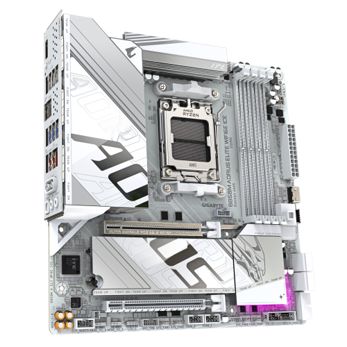 GIGABYTE B850M AORUS ELITE WIFI6E ICE Placa Base - Procesadores AMD Ryzen Serie 9000, 12+2+1 fases VRM digitales, hasta 8200MHz DDR5 (OC), 1xPCIe 5.0 + 1xPCIe 4.0 M.2, LAN 2.5, WIFI 7, USB 3.2 Gen 2 - imagen 3