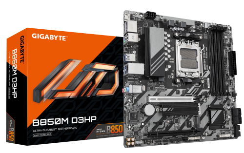 GIGABYTE B850M D3HP Placa Base - Procesadores AMD Ryzen Serie 9000, 5+2+2 fases VRM digitales, hasta 8200MHz DDR5 (OC), 1xPCIe 5.0 + 1xPCIe 4.0 M.2, LAN GbE, USB 3.2 Gen 2 - imagen 1