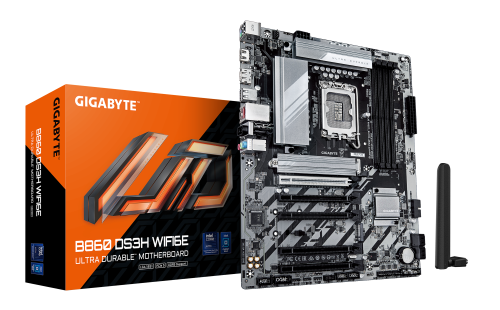 GIGABYTE B860 DS3H WIFI6E Placa base - CPUs Intel Core Ultra, VRM de 8+1+2+2 fases, hasta 9066MHz DDR5, 1xPCIe 5.0 + 1xPCIe 4.0 M.2, LAN 2,5 GbE, WIFI 6E, USB 3.2 Gen 2x2 - imagen 1