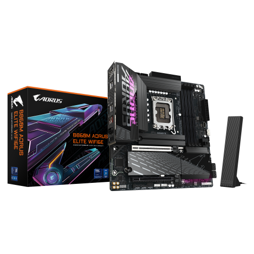 GIGABYTE B860M AORUS ELITE WIFI6E Placa base - CPUs Intel Core Ultra, VRM de 12+1+2+1 fases, hasta 9200MHz DDR5, 1xPCIe 5.0 + 2xPCIe 4.0 M.2, LAN 2,5 GbE, WIFI 6E, Thunderbolt - imagen 1