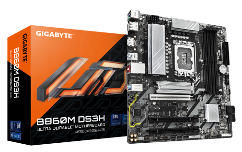 GIGABYTE B860M DS3H Placa base - CPUs Intel Core Ultra, VRM de 5+1+2+1 fases, hasta 9066MHz DDR5, 1xPCIe 5.0 + 1xPCIe 4.0 M.2, LAN 2,5 GbE, USB 3.2 Gen 2 - imagen 1