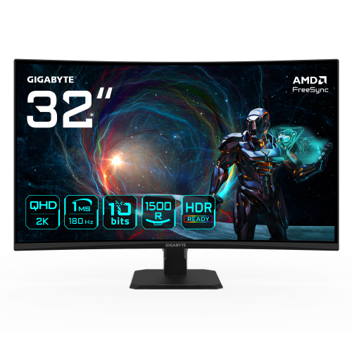 GIGABYTE GS32QCA 31.5" Monitor Curvo para Gaming QHD - 2560 x 1440, 180Hz, 1ms, 250 cd/m², FreeSync, HDR Ready, HDMI 2.0, DisplayPort 1.4 - imagen 1