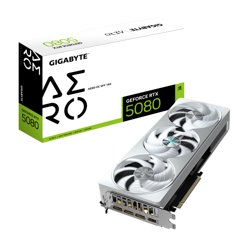 GIGABYTE GeForce RTX 5080 AERO OC SFF 16G Tarjeta Gráfica - 16GB GDDR7, 256 bits, PCI-E 5.0, 2730MHz Core Clock, 3 x DisplayPort, 1 x HDMI, GV-N5080AERO OC-16GD - imagen 1