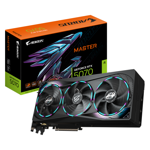 GIGABYTE AORUS GeForce RTX 5070 MASTER 12G Tarjeta Gráfica - 12GB GDDR7, 192 bits, PCI-E 5.0, XXXX MHz Core Clock, 3 x DP 2.1a, 1 x HDMI 2.1b, NVIDIA DLSS 4, GV-N5070AORUS M-12GD - imagen 1