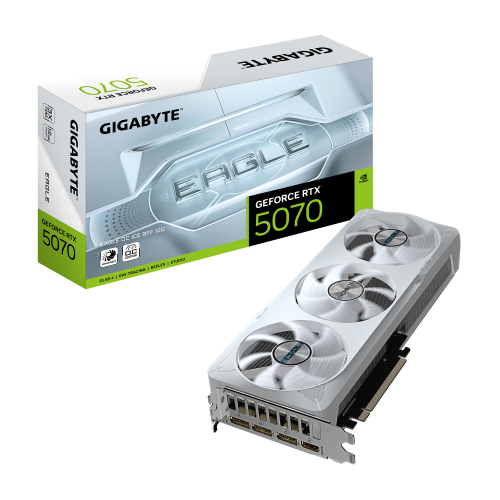 GIGABYTE GeForce RTX 5070 EAGLE OC ICE SFF 12G Tarjeta Gráfica - 12GB GDDR7, 192 bits, PCI-E 5.0, XXXX MHz Core Clock, 3 x DP 2.1a, 1 x HDMI 2.1b, NVIDIA DLSS 4, GV-N5070EAGLEOC ICE-12GD - imagen 1