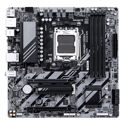 GIGABYTE B840M DS3H Placa base - Procesadores AMD Ryzen 9000, VRM de 8+2+2 fases, hasta 8200 MHz DDR5, 2xPCIe 4.0 M.2, LAN 2.5GbE, USB 3.2 Gen 1 - imagen 2