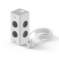 Ewent EW3864 base múltiple 2 m 8 salidas AC Interior Gris, Blanco
