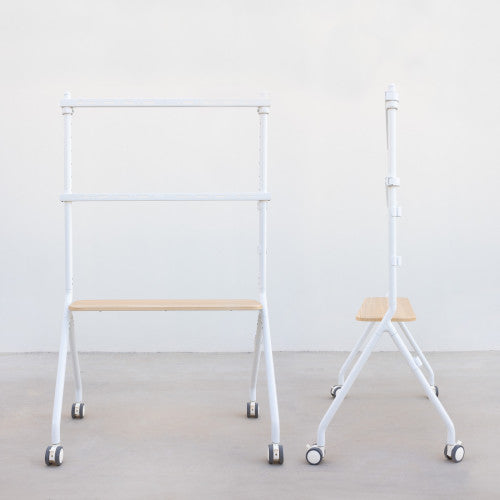 TooQ iLOVE Soporte de Suelo con Ruedas para Pantalla 49"-80", Blanco y Haya - imagen 2