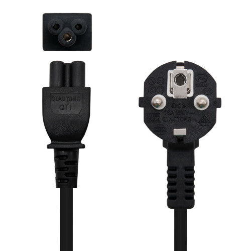 Nanocable Cable de Alimentación Trébol, CEE7 acodado/M-C5/H, Negro, 2 m - imagen 2
