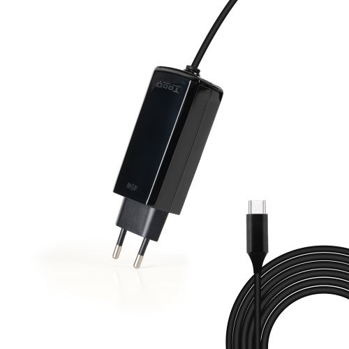 TooQ Cargador de portátil GAN USB-C PD 45W, Negro - imagen 1