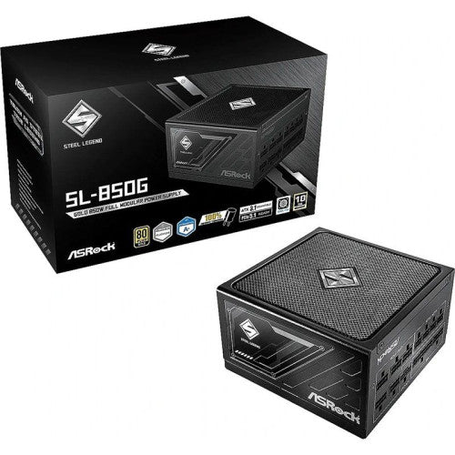 ASRock FUENTE ALIMENTACION ASROCK SL-850G,PSU,850W,80 PLUS GOLD,135MM,MODULAR,PCI-E 5.1 (12+4pin)x1,PCI-E (6+2 pin)x3,SATA (5 pin)x9 - imagen 1