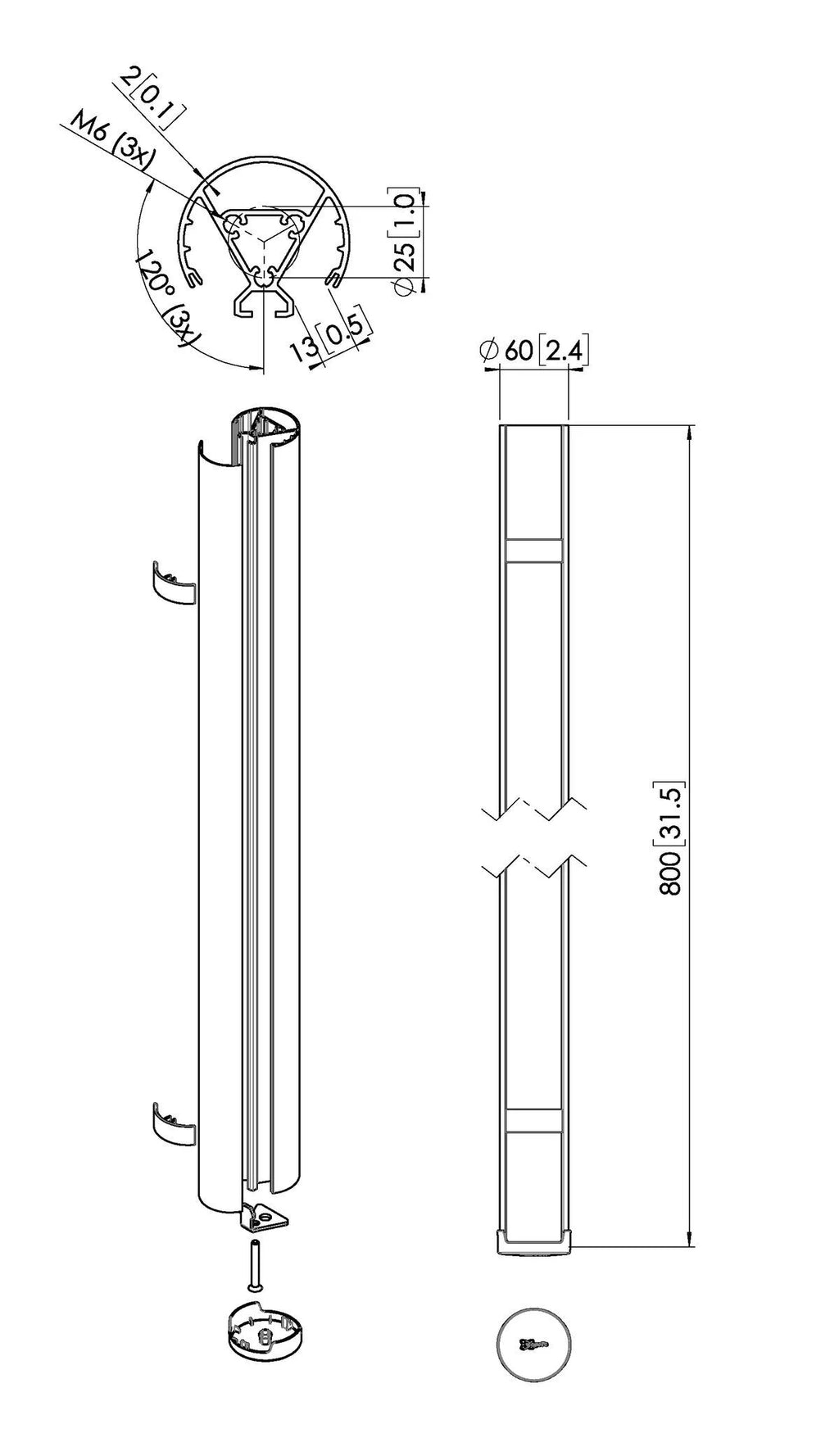 VOGELS PUC 2408 CONNECT-IT POLE 80CM BLACK BLACK (PUC2408B) - imagen 2