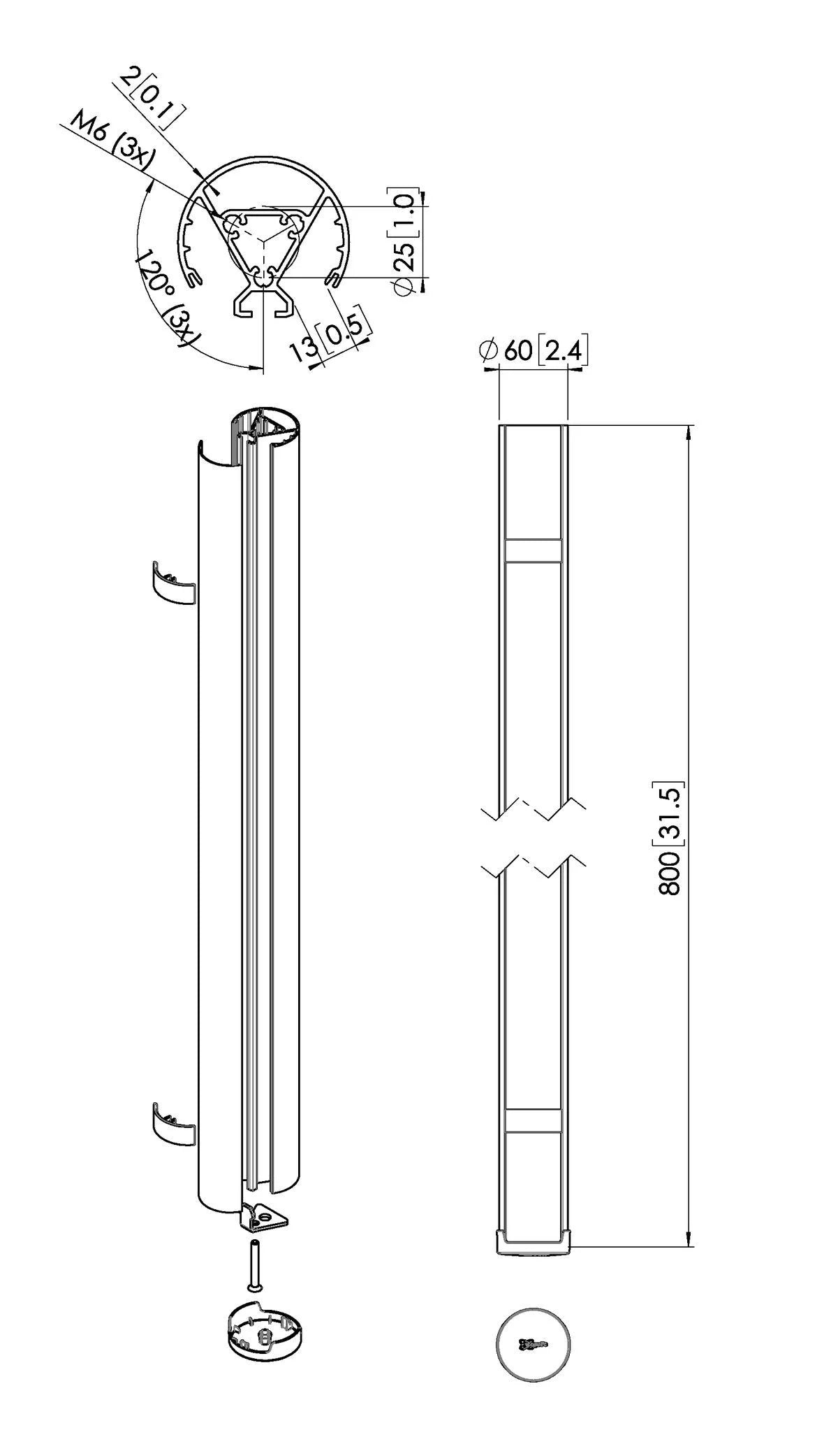VOGELS PUC 2408 CONNECT-IT POLE 80CM BLACK BLACK (PUC2408B) - imagen 2