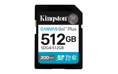 Kingston Technology 512GB SDXC Canvas Go Plus Gen4 200MB/s C10 UHS-I U3 V30 - imagen 1