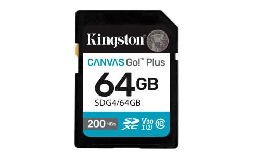 Kingston Technology 64GB SDXC Canvas Go Plus Gen4 200MB/s C10 UHS-I U3 V30 - imagen 1