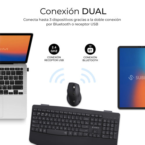 SUBBLIM Teclado con ratón COMBO DUAL OFFICE PROWAVE BLACK - imagen 2
