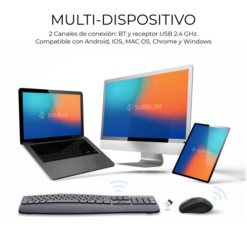 SUBBLIM Teclado con ratón COMBO DUAL OFFICE PROWAVE BLACK - imagen 3