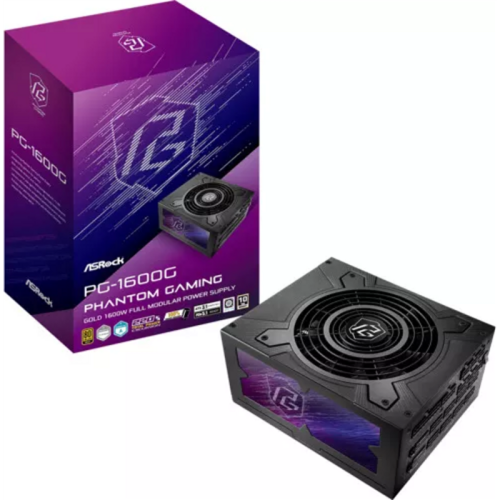 ASRock FUENTE ALIMENTACION ASROCK PG-1600G,PSU,1600W,80 PLUS GOLD,135MM,MODULAR,PCI-E 5.1 (12+4pin)x2,PCI-E (6+2 pin)x8,SATA (5 pin)x12 - imagen 1