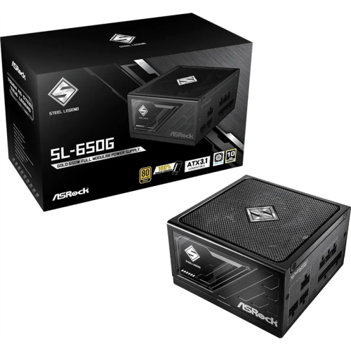 ASRock FUENTE ALIMENTACION ASROCK SL-650G,PSU,650W,80 PLUS GOLD,135MM,MODULAR,PCI-E 5.1 (12+4pin)x1,PCI-E (6+2 pin)x3,SATA (5 pin)x9 - imagen 1