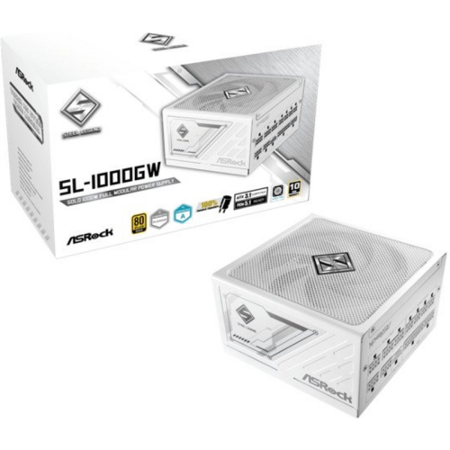 ASRock FUENTE ALIMENTACION ASROCK SL-1000GW,PSU,1000W,80 PLUS GOLD,135MM,MODULAR,PCI-E 5.1 (12+4pin)x1,PCI-E (6+2 pin)x3,SATA (5 pin)x9 (BLANCA) - imagen 1