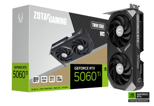 Zotac VGA ZOTAC RTX 5060 TI 8GB TWIN EDGE OC,NV,RTX5060TI,8GB,GDDR7,128BIT,1HDMI+3DP,2 VENTILADORES (ZT-B50610H-10M)