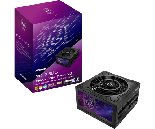 ASRock FUENTE ALIMENTACION ASROCK PG-750G,PSU,750W,80 PLUS GOLD/A,135MM,MODULAR,PCI-E 5.1 (12+4pin)x1,PCI-E (6+2 pin)x3,SATA (5 pin)x9 - imagen 1