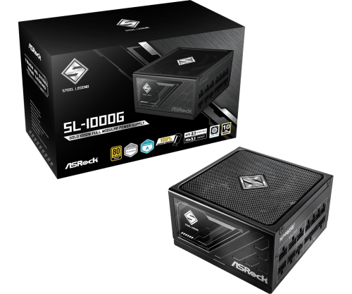 ASRock FUENTE ALIMENTACION ASROCK SL-1000G,PSU,1000W,80 PLUS GOLD,135MM,MODULAR,PCI-E 5.1 (12+4pin)x1,PCI-E (6+2 pin)x3,SATA (5 pin)x9 - imagen 1