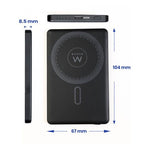 EWENT POWERBANK ULTRASLIM MAGSAFE® 5000MAH PD 20W, 1X USB-C (IN/OUT), 1X USB-A PORT, 104X67X8’55MM, 112GR, BLACK - imagen 3