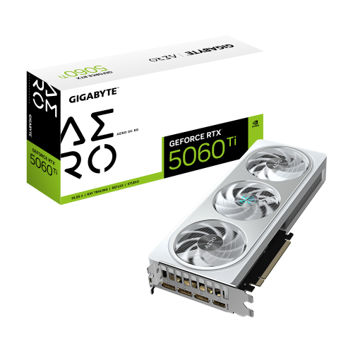 GIGABYTE GeForce RTX 5060 Ti AERO OC 8G Tarjeta Gráfica – 8 GB GDDR7, 128 bits, PCI-E 5.0, 2647 MHz Frecuencia del núcleo, 3 x DisplayPort, 1 x HDMI, GV-N506TAERO OC-8GD - imagen 1