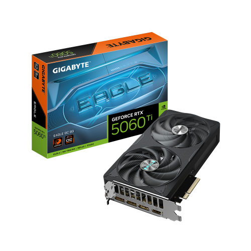GIGABYTE GeForce RTX 5060 Ti EAGLE OC 8G Tarjeta Gráfica – 8 GB GDDR7, 128 bits, PCI-E 5.0, 2617 MHz Frecuencia del núcleo, 3 x DisplayPort, 1 x HDMI, GV-N506TEAGLE OC-8GD - imagen 1