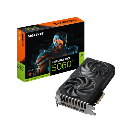 GIGABYTE GeForce RTX 5060 Ti WINDFORCE OC 8G Tarjeta Gráfica – 8 GB GDDR7, 128 bits, PCI-E 5.0, 2587 MHz Frecuencia del núcleo, 3 x DisplayPort, 1 x HDMI, GV-N506TWF2OC-8GD - imagen 1