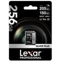 LEXAR 256GB PROFESSIONAL SILVER PLUS SDXC UHS-I CARDS, UP TO 205MB/S READ 150MB/S WRITE C10 V30 U3
