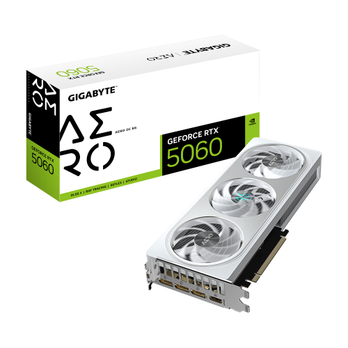 GIGABYTE GeForce RTX 5060 AERO OC 8G Tarjeta Gráfica - 8GB GDDR7, 128bit, PCI-E 5.0, 2595 MHz Frecuencia del núcleo, 3 x DisplayPort, 1 x HDMI, GV-N5060AERO OC-8GD - imagen 1