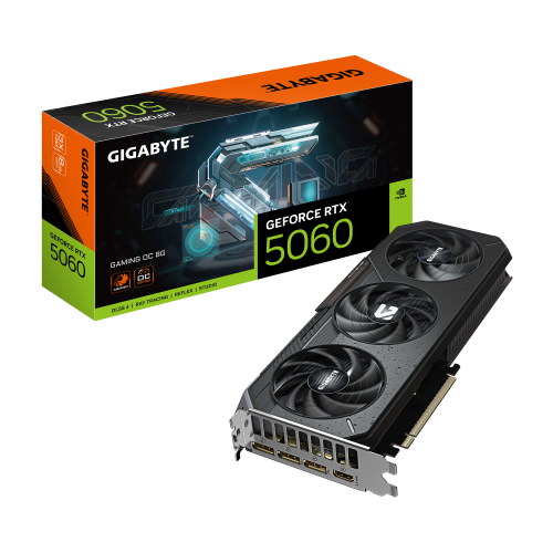 GIGABYTE GeForce RTX 5060 GAMING OC 8G Tarjeta Gráfica - 8GB GDDR7, 128bit, PCI-E 5.0, 2595 MHz Frecuencia del núcleo, 3 x DisplayPort, 1 x HDMI, GV-N5060GAMING OC-8GD - imagen 1