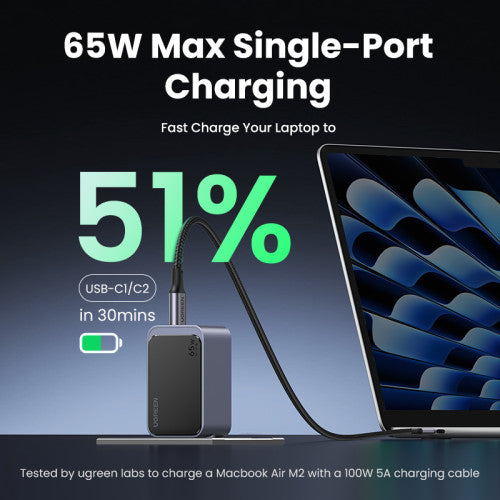 Ugreen Nexode Air 65W sieninis kroviklis, USB + 2x USB-C pilkos spalvos Ordenador portátil, Teléfono móvil, Ratón, Portátil, Batería portátil, Tableta Gris Corriente alterna Carga rápida Interior - imagen 2