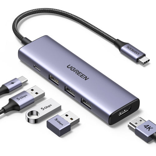 Ugreen 15596 base para portátil y replicador de puertos Alámbrico USB 3.2 Gen 1 (3.1 Gen 1) Type-A + Type-C Aluminio - imagen 2