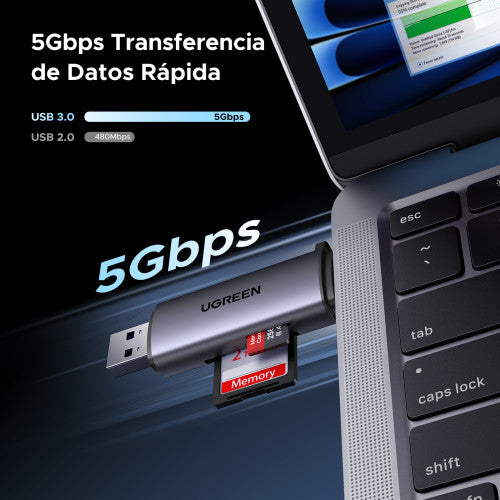 Ugreen 50706 lector de tarjeta USB/Micro-USB Plata - imagen 3