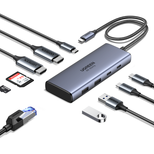 Ugreen 7-in-1 USB-C Hub CM498 Acoplamiento Base Gris - imagen 2