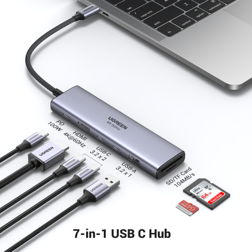 Ugreen REVODOK 7-IN-1 4K@60HZ HDMI DOCK Acoplamiento Base Gris - imagen 3