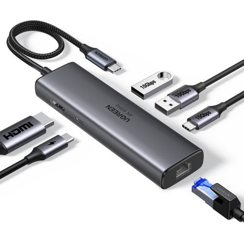 Ugreen REVODOK 6-IN-1 4K@60HZ HDMI ETH DOCK Acoplamiento Base Gris - imagen 1