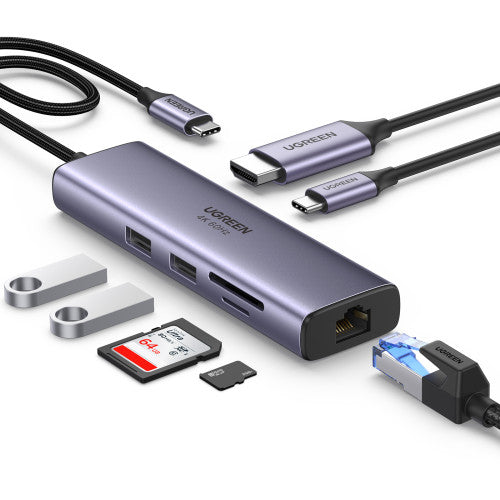 Ugreen 60515 base para portátil y replicador de puertos Alámbrico USB 3.2 Gen 1 (3.1 Gen 1) Type-C Gris - imagen 2