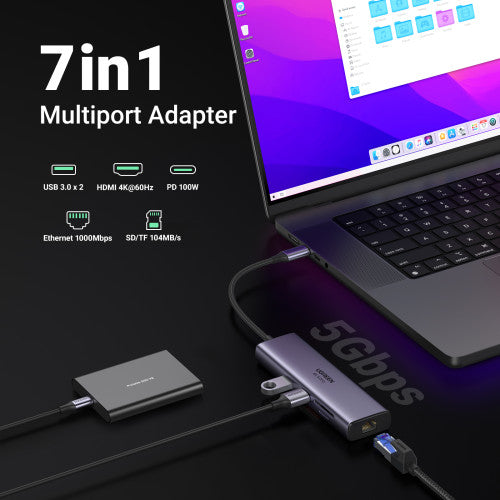 Ugreen 60515 base para portátil y replicador de puertos Alámbrico USB 3.2 Gen 1 (3.1 Gen 1) Type-C Gris - imagen 3