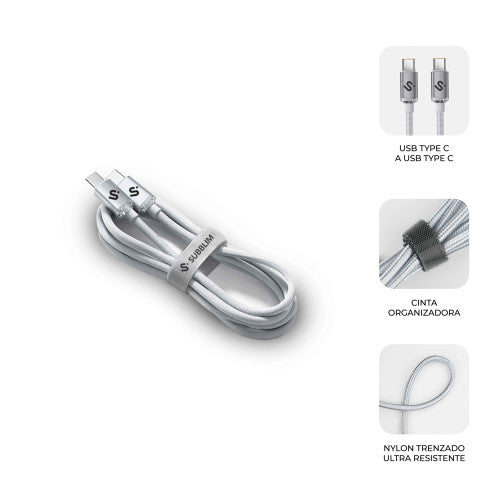 SUBBLIM CABLE OPTIMUS 60W C-C 2m WHITE - imagen 3