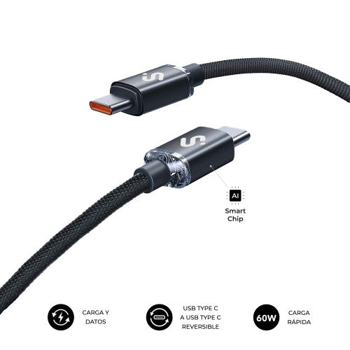 SUBBLIM CABLE OPTIMUS 60W C-C 2m BLACK - imagen 2
