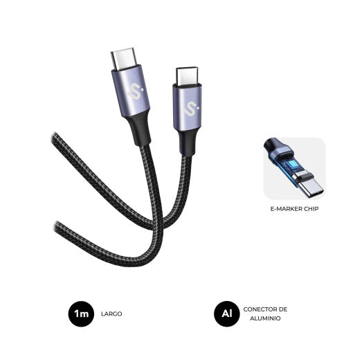 SUBBLIM CABLE PLUS 100W C-C 1M BLACK - imagen 1
