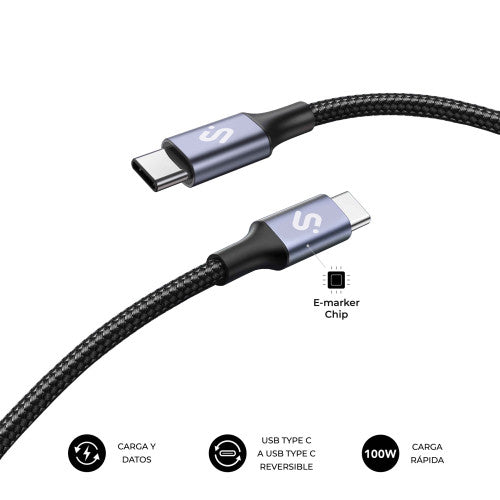 SUBBLIM CABLE PLUS 100W C-C 1m WHITE - imagen 2