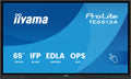 Iiyama PANTALLA INTERACTIVA 65" EDLA, ANDROID 14, 8/128GB UHD IPS, MM 2X 20W + 20W SUBWR, 2X HDMI, DP , 2X USB-C, 450CD/M, HORIZ , MEDIA PLAY USB PORTS, ANTIGLARE, LAN, RS232C, IIWARE WIFI-6/BT 5.0, OPS SLOT, VESA 400X400 (MOUNT INCLUDED) (TE6513A-B1AG) - imagen 1